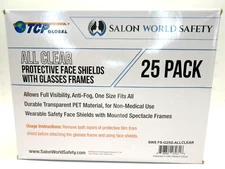 Protective Face Shields Pack of 25 Clear w/Glasses Frames Salon World Safety
