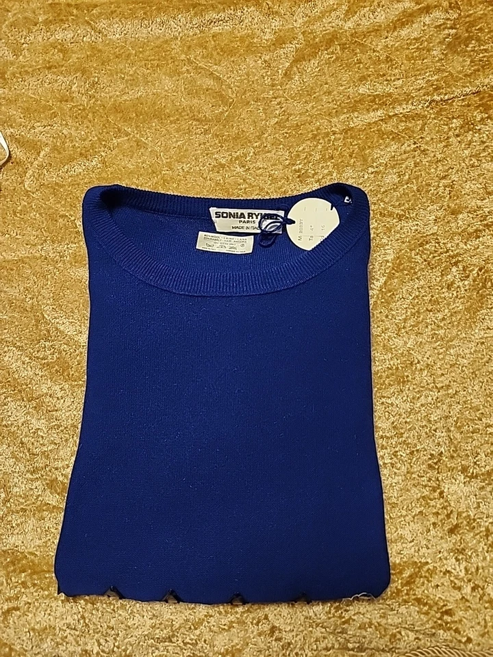 Suéter De Colección Sonia Rykiel Azul Mezcla Lana/Angora Detalle Tachonado Talla XS NUEVO SIN ETIQUETAS Foto 2 de 4