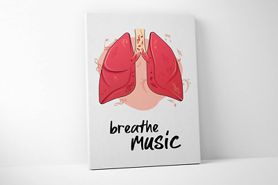 Breathe Music Canvas - Funny Musician - Band Orchestra Choir (32 X 48 Inches)