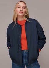 Whistles Navy Maria Bomber Jacket Size10 Bnwt