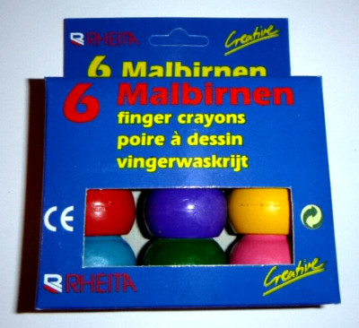 6 Malbirnen / finger crayons / vingewaskrijt, Neu in Original-Verpackung