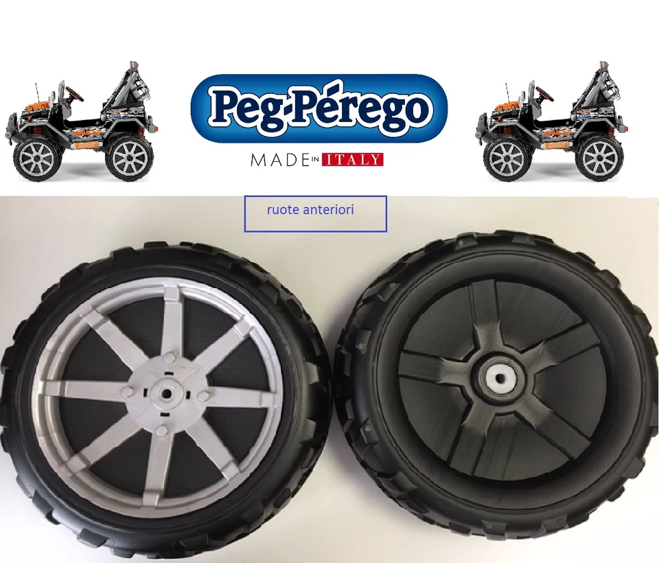 PEG PEREGO - 2 RUOTE ANTERIORI GAUCHO ROCK'IN 12 VOLT SARP8997XNGR -nuovo-IT