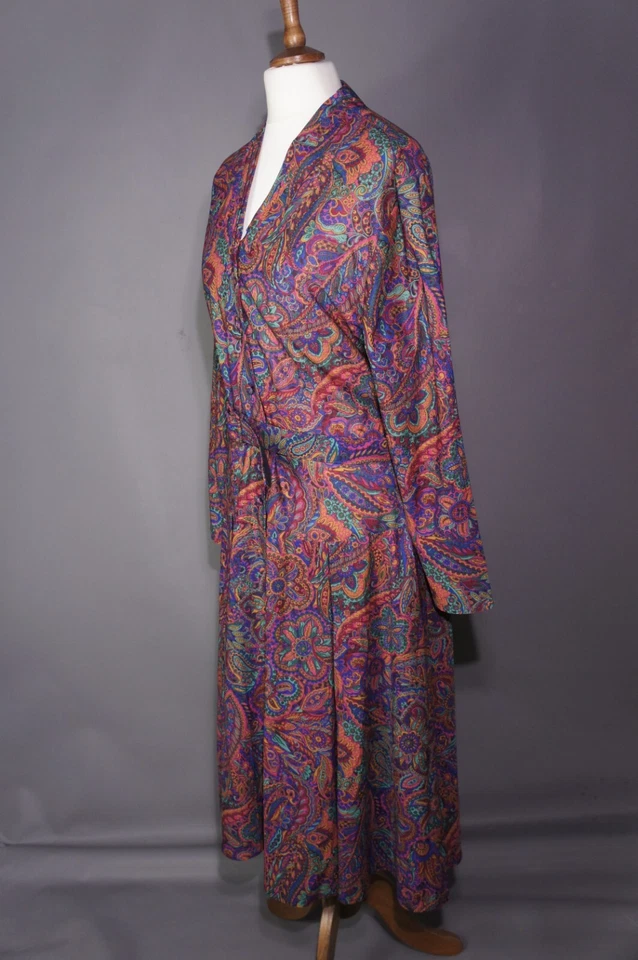 Vintage Marks & Spencer - Size 14 - Psychedelic Paisley Floral Dress with Belt - Image 3 of 4