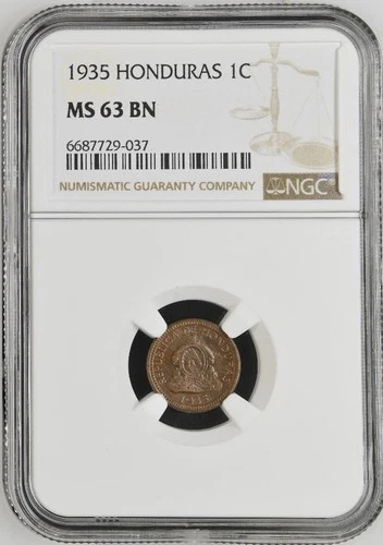 Honduras 1 Centavo 1935 NGC MS 63 BN