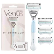 Venus For Pubic Hair and Skin Value Pack Razor Handle + 4 Blade Refills - Imperf