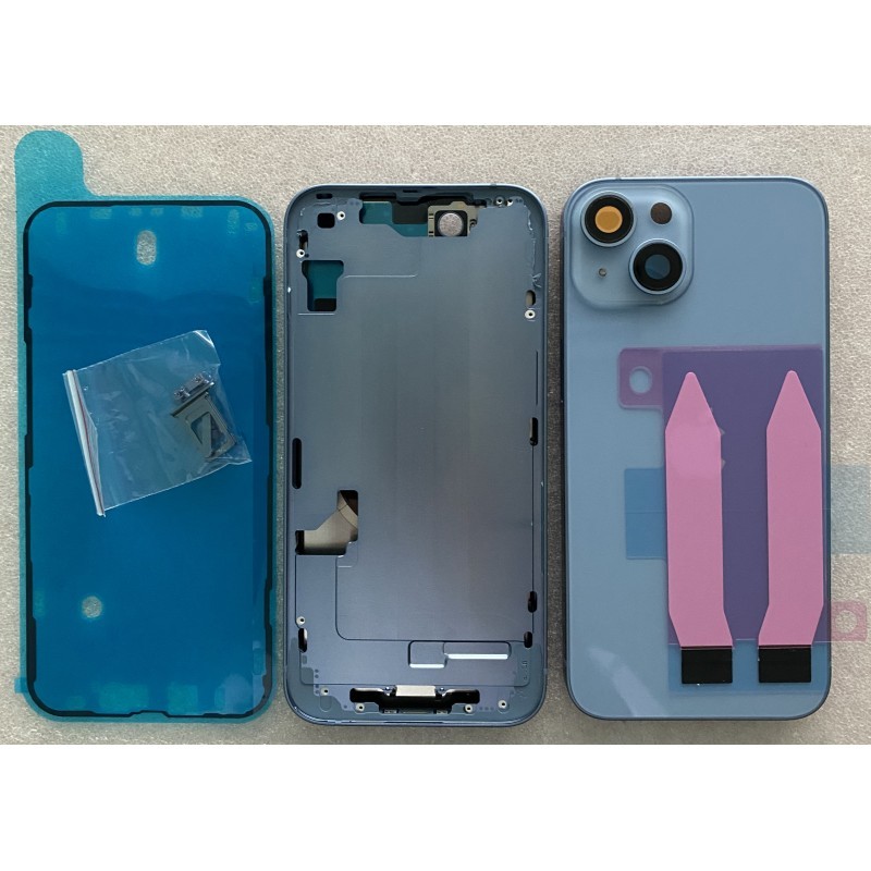 Châssis Nu iPhone 14 Bleu Coque Arrière de Rechange avec Joint Kit - 4