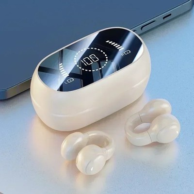 M47 Wireless Earbuds Ear Clips Bluetooth Sport Buds With Charging Case White New