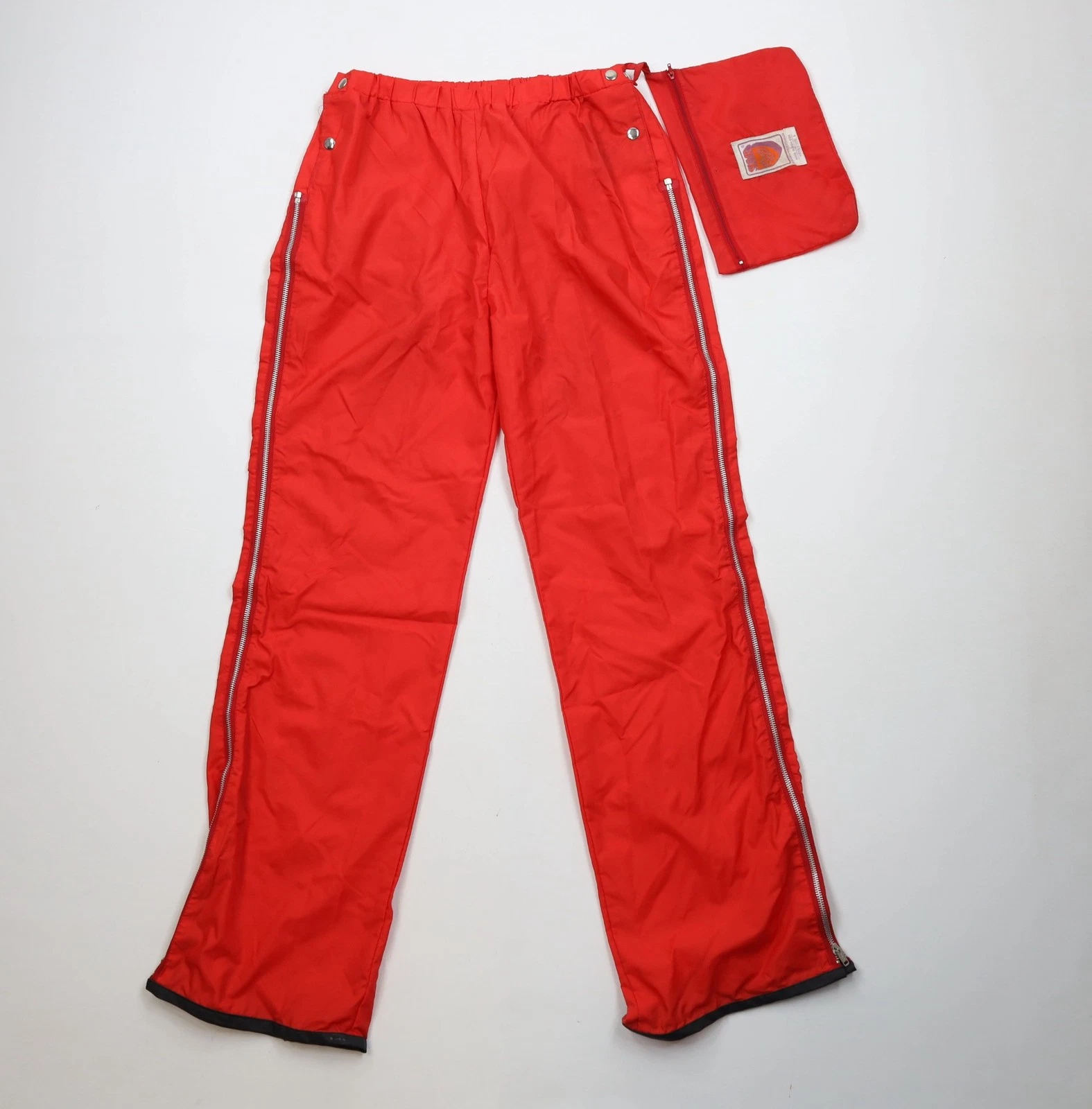 Vintage 70s Streetwear Mens Large Distressed Wide Leg Windbreaker Rain Pants