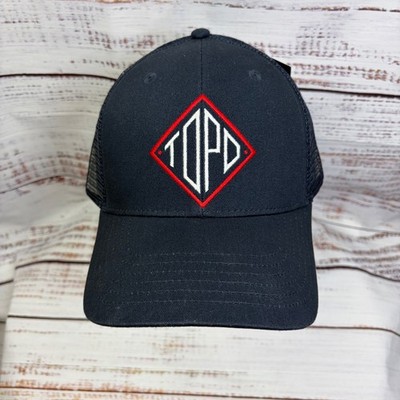 Topo Designs Mens Diamond Logo Trucker Hat Black Mesh Snapback Cap NWT