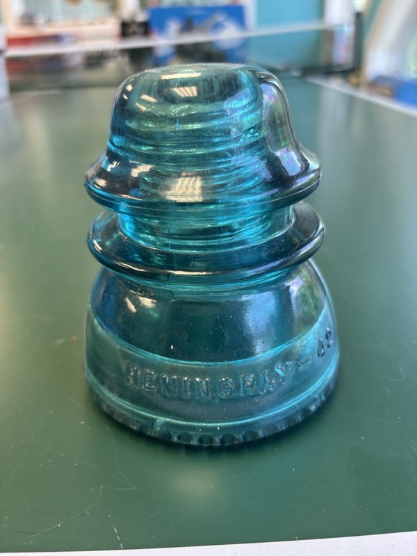 Hemmingray Number 42 Aqua Blue Glass Insulator Made In USA