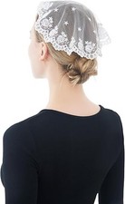 Catholic Church Small Circle Round Head Covering Floral Lace Mantilla Chapel ...