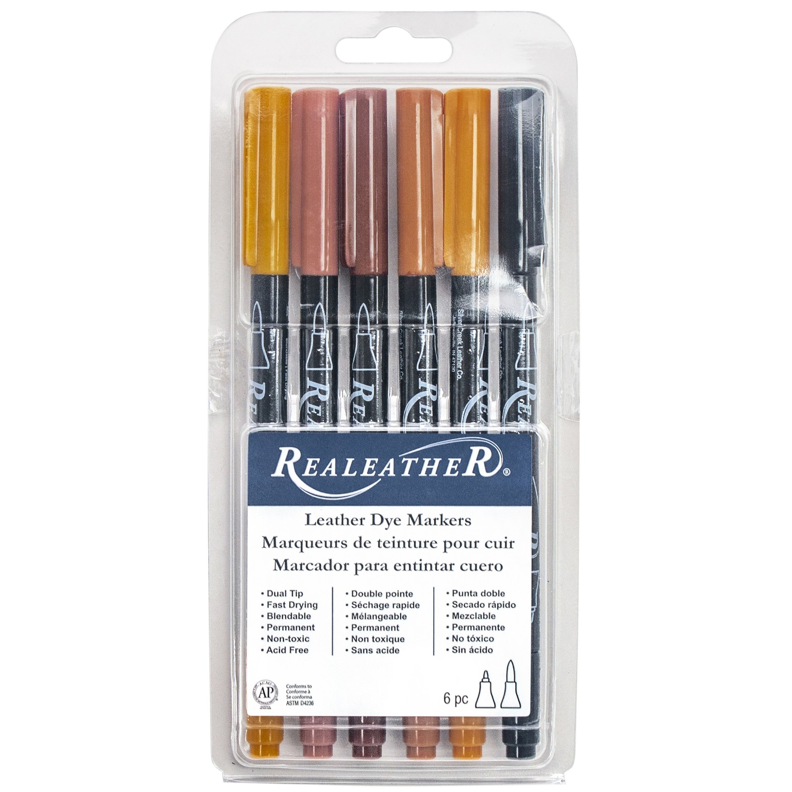 Realeather(R) Crafts Leather Markers 6/Pkg-Earthtones