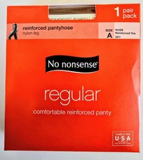 1  No Nonsense Regular Pantyhose Reinforced Panty  Toe -Nude Size A Style001