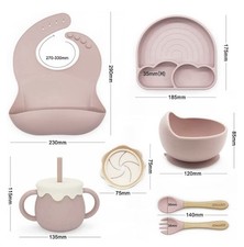 Baby Silikon Geschirr Rosa, 8-teilig, Neu von Jamaro
