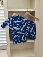 Hanna Andersson Pajama Short Set SHARKS print Organic Cotton 140CM/US 10