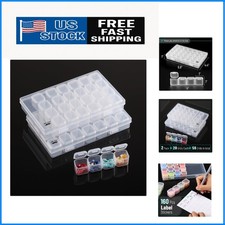 28-Compartment Bead Storage Containers - 2 Pack with 160 Label Stickers