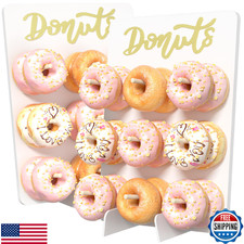 CORTNK Donut Wall Display Stand, Wooden Doughnut Holder for 18 Donuts - Perfect