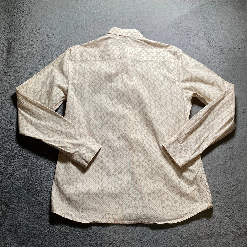 Camisa grande French Connection beige para hombre calce ajustado 100 % algodón estampado Foto 2 de 4