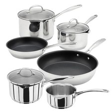 Image of Stellar 6pc Cookware Set - Stainless Steel, Draining Lids, Induction Compatible