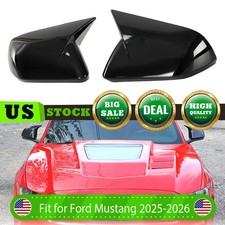 Gloss Black Rearview Side Mirror Cover Overlay Cap Trim For 2015-21 Ford Mustang