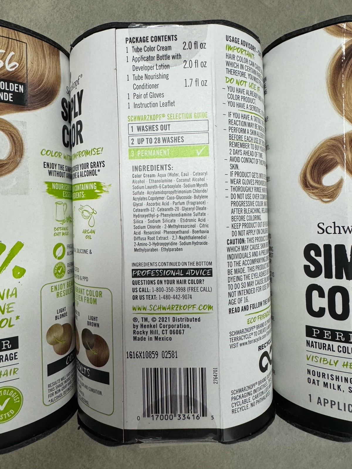Schwarzkopf Simply Color 7.56 Dark Golden Blonde Hair Dye Gray Coverage 3PK