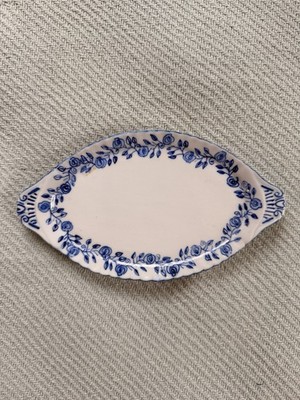 vintage blue and white ceramic platter resembling the William Adderley ''Lucerne''