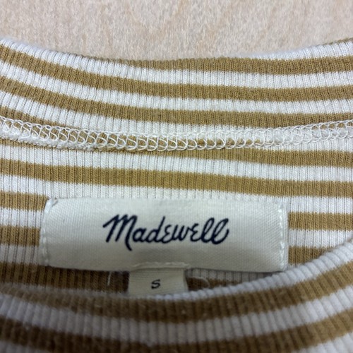 Madewell Brightside Rib ‘90s Tank Women’s S Gold White Striped Sleeveless - Picture 4 of 5