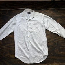 Vtg 60s 70s Sears No Iron Mens Full Cut Collared Shirt Pocket Repair L