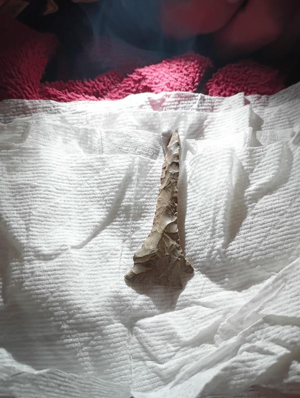 Original Gray Stone Spear Head Point, Push Tang, Ambidextrous