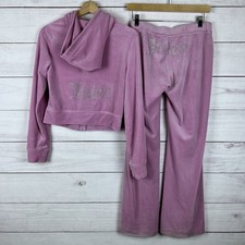 Juicy Couture Velour Tracksuit S Hoodie  Pants 2 Piece Bling Preppy
