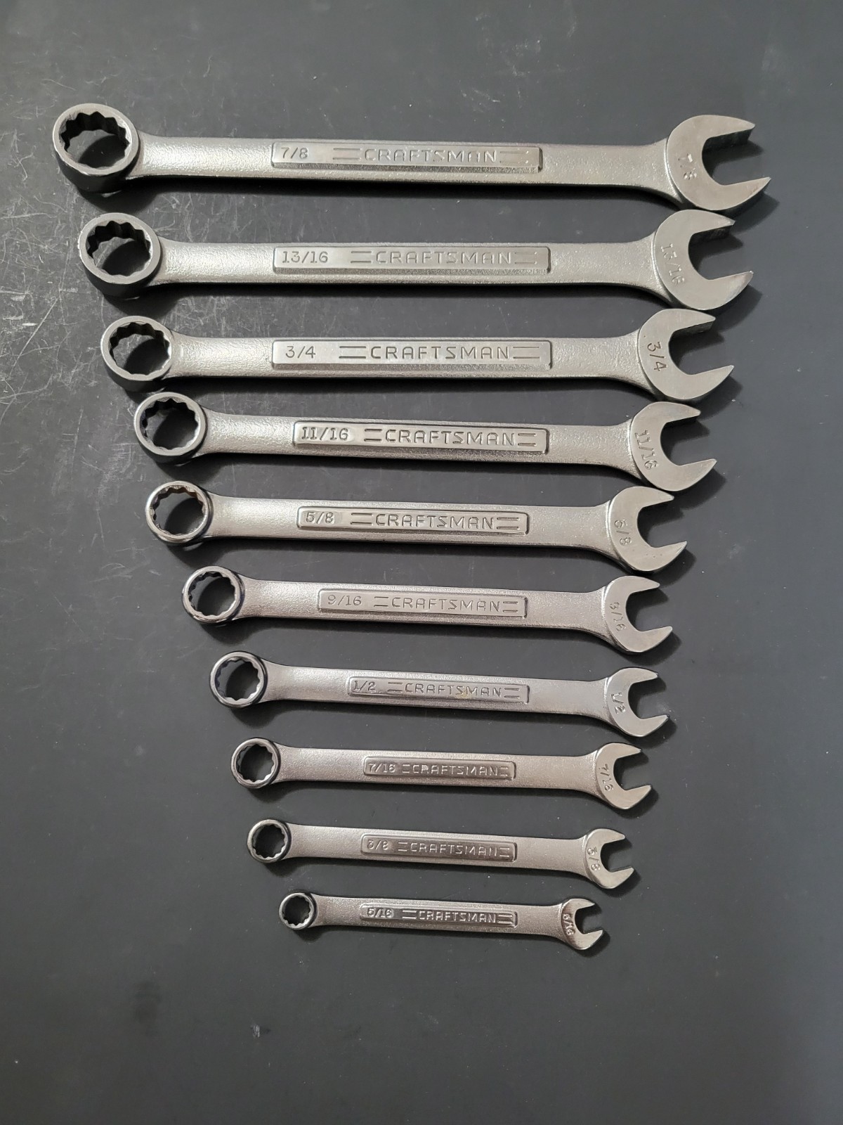 Vintage 1990's Craftsman 10 pc Combination Wrenches SAE V^ Series 5/16 - 7/8 USA