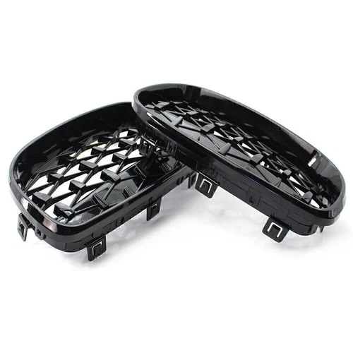 For BMW E81 E82 E87 E88 ABS 2Pcs Chrome+Black Diamond Style Front Bumper Grille - Picture 10 of 18