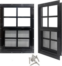 14" X 21" Shed Windows with Tempered Glass and Fiberglass Screen, 2 Pack Small S