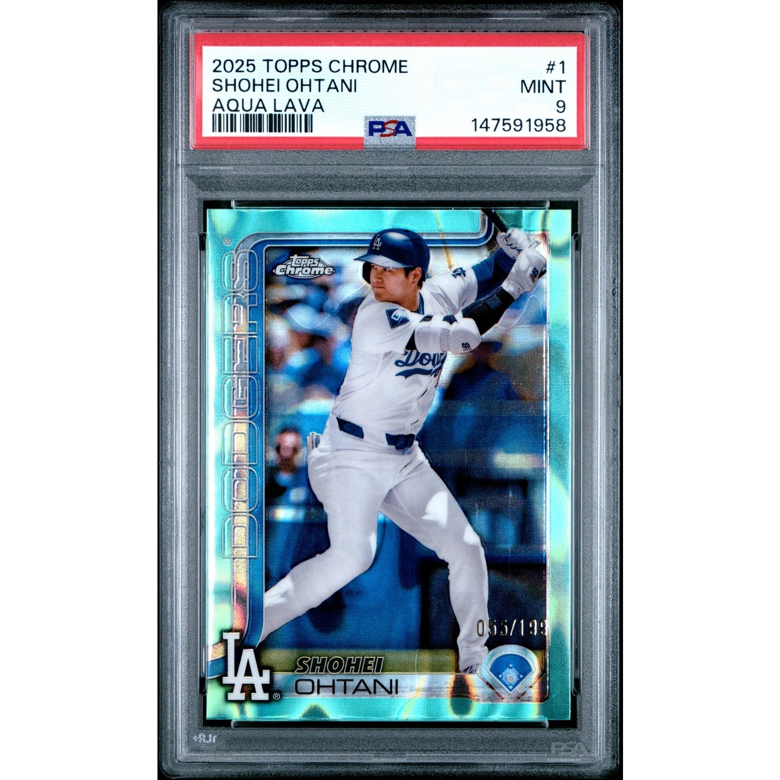 2025 Topps Chrome #1 Shohei Ohtani Aqua Lava Refractors PSA 9 #/199