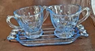 Vintage Light Blue Madrid Depression Glass Creamer Sugar Set with Tray 3 Piece
