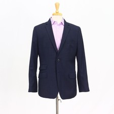 Banana Republic 44R Navy Sport Coat Blazer Jacket Check 2-Button Wool