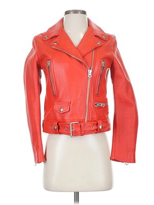 NWT Acne Studios Women Red Leather Jacket 36 eur