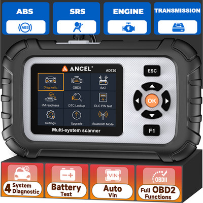 ANCEL AD720 Car OBD2 Diagnostic Scanner SRS ABS TCM Check Engine Battery Test