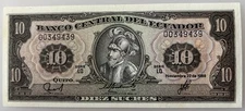 Ecuador 10 Sucres Uncirculated World Banknote 1988 Currency Bill