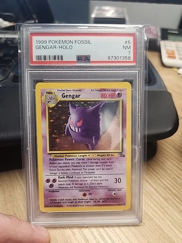 1999 POKEMON FOSSIL #5 GENGAR-HOLO PSA 7