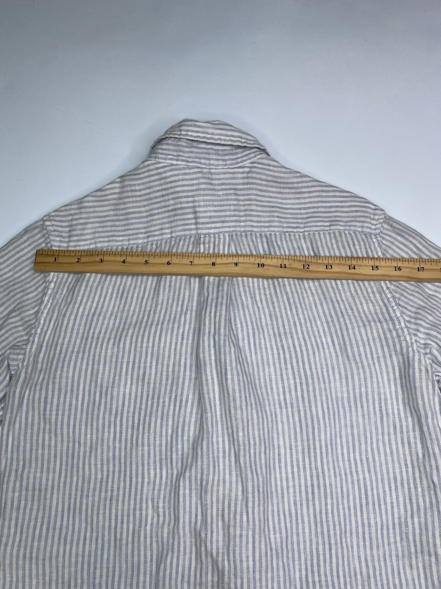 Panama Jack 100% Linen Short Sleeve Shirt Mens Sz S Blue White