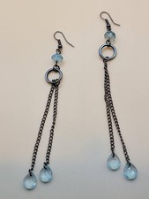 Dangle Drop Light Blue Glass Earrings