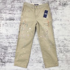 NWT Polo Ralph Lauren Boys Chino Pants Size 8 Khaki Paint Splatter MSRP 135