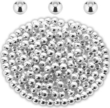 200Pcs Silver Spacer Beads for Jewelry Making, 5Mm Silver Plated Metal Beads wit