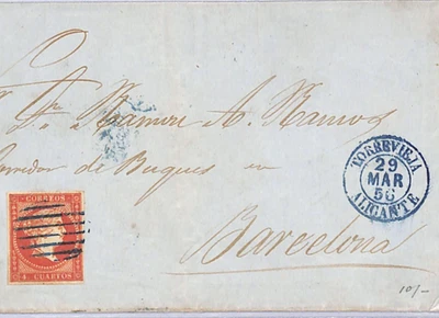 SPAIN Classic 4c Cover Super *Torrevieja* Alicante BLUE 1856 CDS {samwells}WO133 - Image 1 of 4