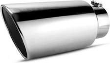 AUTOSAVER88 5 Inch Inlet Exhaust Tip 5" Inlet 7" Outlet 15" Long Tail Tip Silver