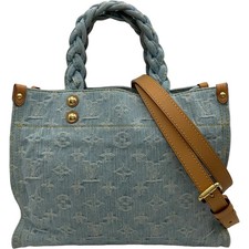 LOUIS VUITTON Let Go by the Pool M24897 Denim Shoulder Bag Light Blue #OK1221