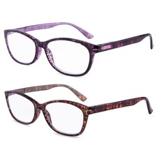 EYEGUARD 2 Pairs Reading Glasses for Women Ultra Clear Spring Hinge Readers ...