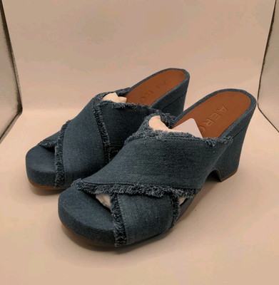 New Aerosoles Madina Women's Slide Sandals Medium Blue Denim Size 6M