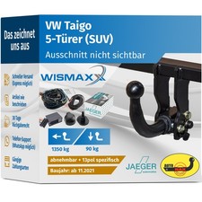 ANHÄNGERKUPPLUNG abnehmbar für VW Taigo ab 21 +13pol E-Satz spezifisch
